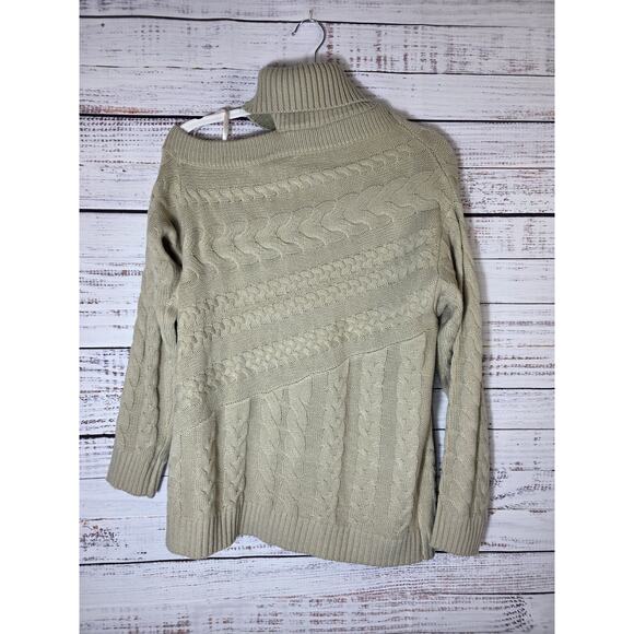 Davi & Dani women's size large tan cable off shoulder sweater - Picture 2 of 4